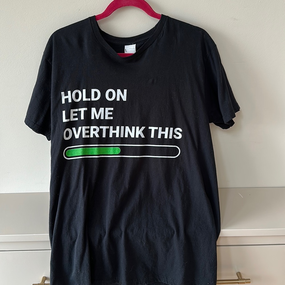 Black short sleeved men’s large tee.